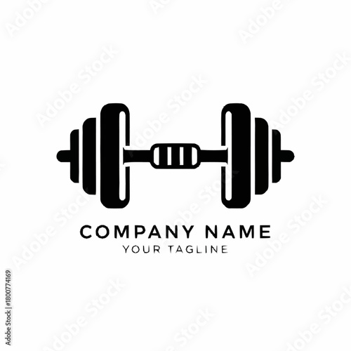 Black Dumbbell Logo for Fitness and Gym Branding.