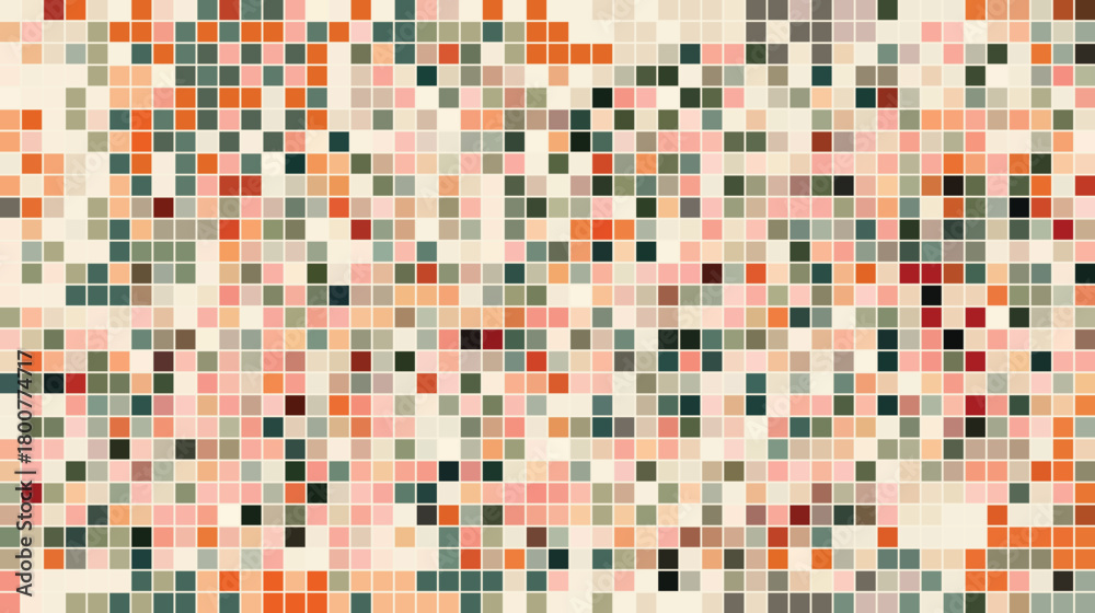 Fototapeta premium Retro autumnal color palette square tile mosaic grid abstract background