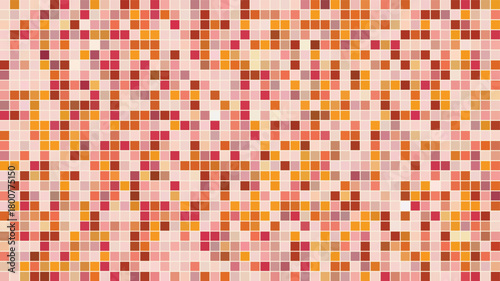 Warm orange red and pink square tile mosaic grid pattern background