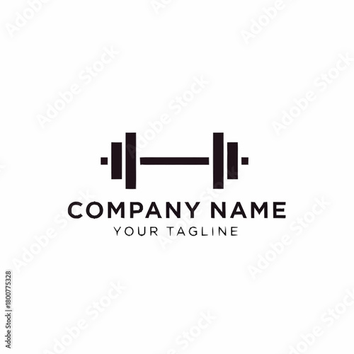 Minimalist weightlifting barbell icon for gym branding and identity.