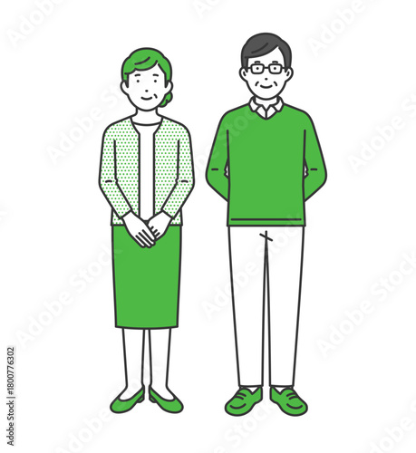 等身大,高齢男女