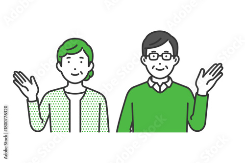 案内,私服高齢男女