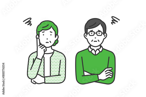 困る,私服高齢男女