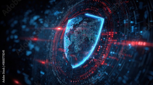 Digital Shield Protecting Global Network From Cybernetic Threats And Malicious Digital Attacks Concept