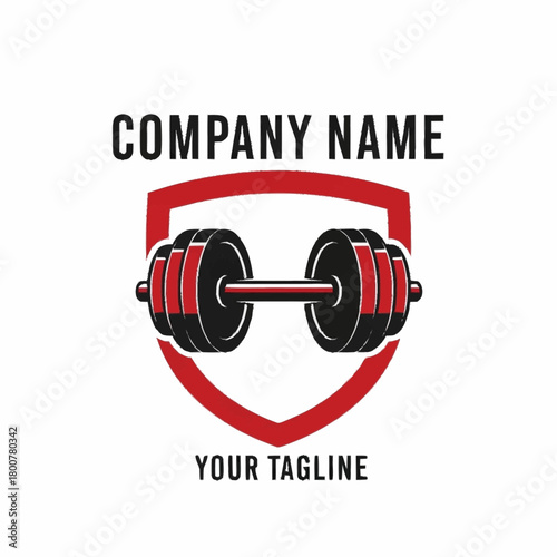 Gym Dumbbell Logo Emblem for Fitness Company.