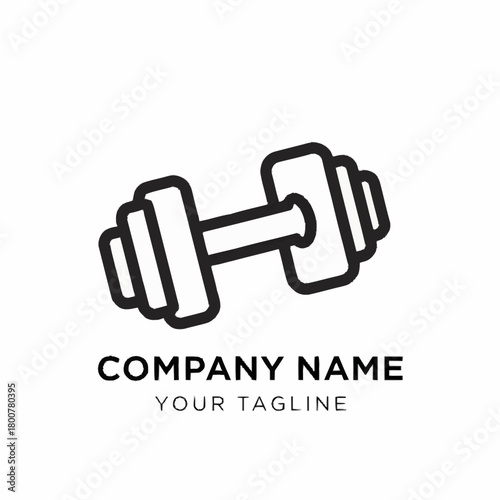 Dumbbell icon for fitness and gym company logo design.