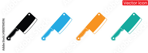 Colorful cleaver set for culinary design projects online,Cleaver knife silhouette vector illustration design on white background.