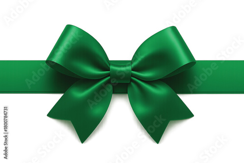 Decorative Green Color Ribbon Bow Transparent Background 