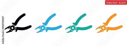 Versatile pliers icons for projects needing a tool element,Metal pliers silhouette isolated on white background. Pliers icon vector illustration design.