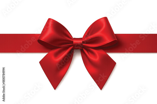 Decorative Red Color Ribbon Bow Transparent Background 