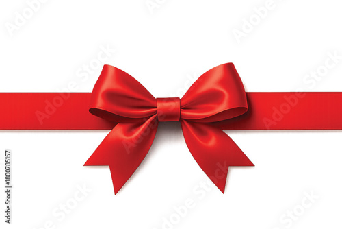 Decorative Red Color Ribbon Bow Transparent Background 