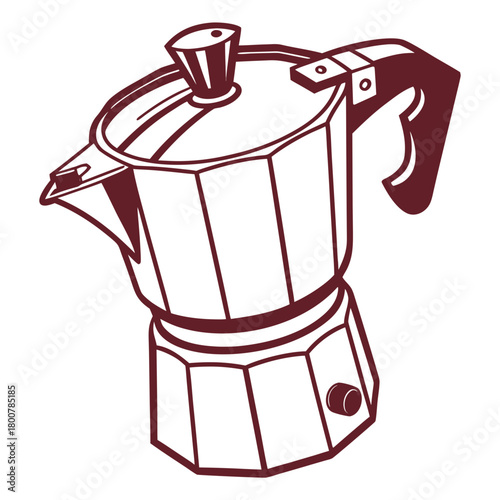Illustration of a moka pot isolated on for coffee brewing