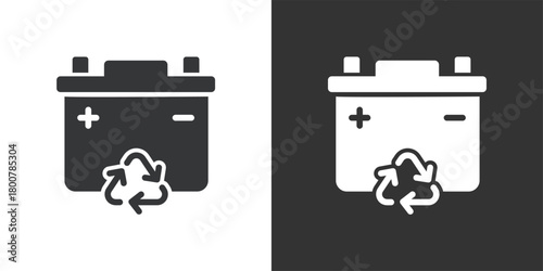 Battery Recycling icon. Solid glyph series icon