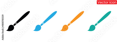 Colorful paint brushes for creative projects and designs,Paint brush icons set in solid black and stroke line style,Paint Brush icon, Brush sign vector for web site Computer and mobile app