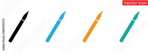 Set of Ball Pen template flat and line icons on transparent background, flat design vector illustration, office supplies concept,Modern pens in vibrant colors for writing and design,