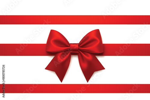 Decorative Red Color Ribbon Bow Transparent Background 