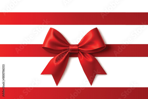 Decorative Red Color Ribbon Bow Transparent Background 