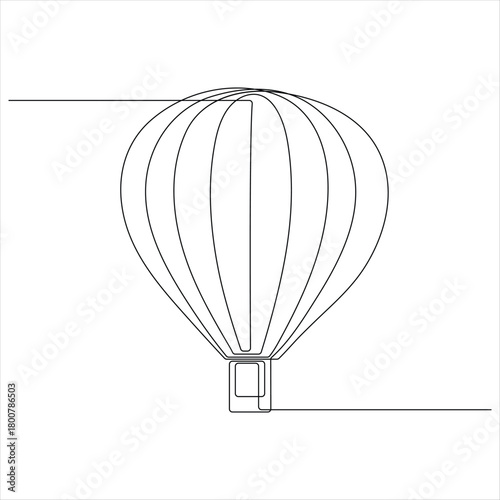 Hot air ballon continuous oneline drawing vector illustration