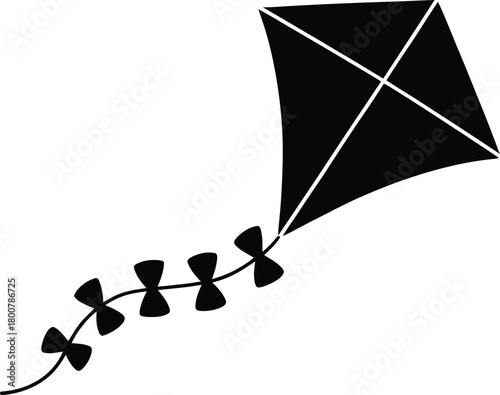 Classic toy kite flying high silhouette