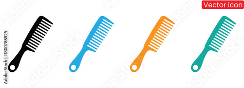 Colorful combs for detangling hair, styling, and grooming,Simple comb icon set.color editable,Scissor and comb icon set.Crossed scissors and combs vector icon set.Barbershop,salon,hairdresser, haircut