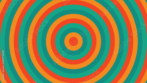 Abstract Retro Circular Pattern in Teal and Orange Colors Creating a Hypnotic Effect for Modern Design and Creative Projects