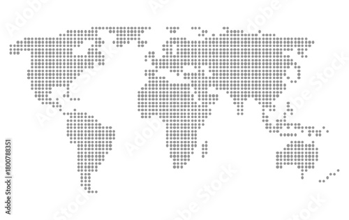 Dotted World Map. Global Geography Vector. Halftone