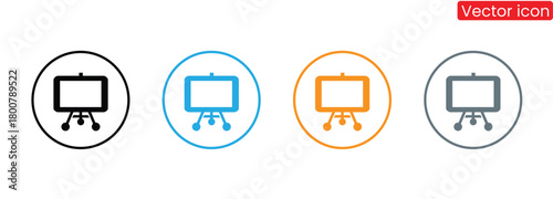 Presentation board icons in black blue orange and gray colors,Blackboard Icon Vector Design Illustration