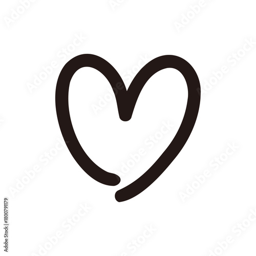 シンプルな線の手描きハート 漫符 アイコン 白背景