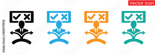 Decision making graphic showing yes and no options for business,Decision Making Icon Sheet Multiple Style Collection Isolated Vector