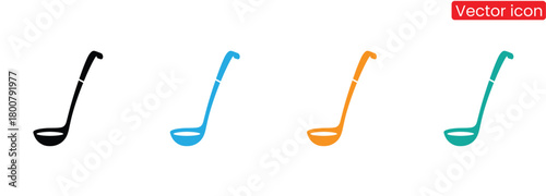 Colorful ladles for cooking and serving soups in style,Ladle icon flat vector illustration,Soup Ladle Icon Vector or Black Soup Ladle Icon Vector on White Background.