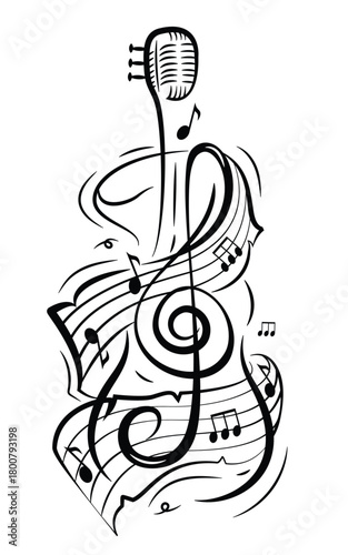 Abstract musical notes illustration clip art
