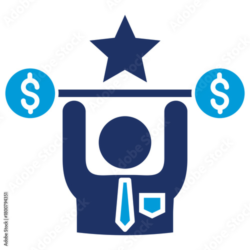 successful flat blue icon