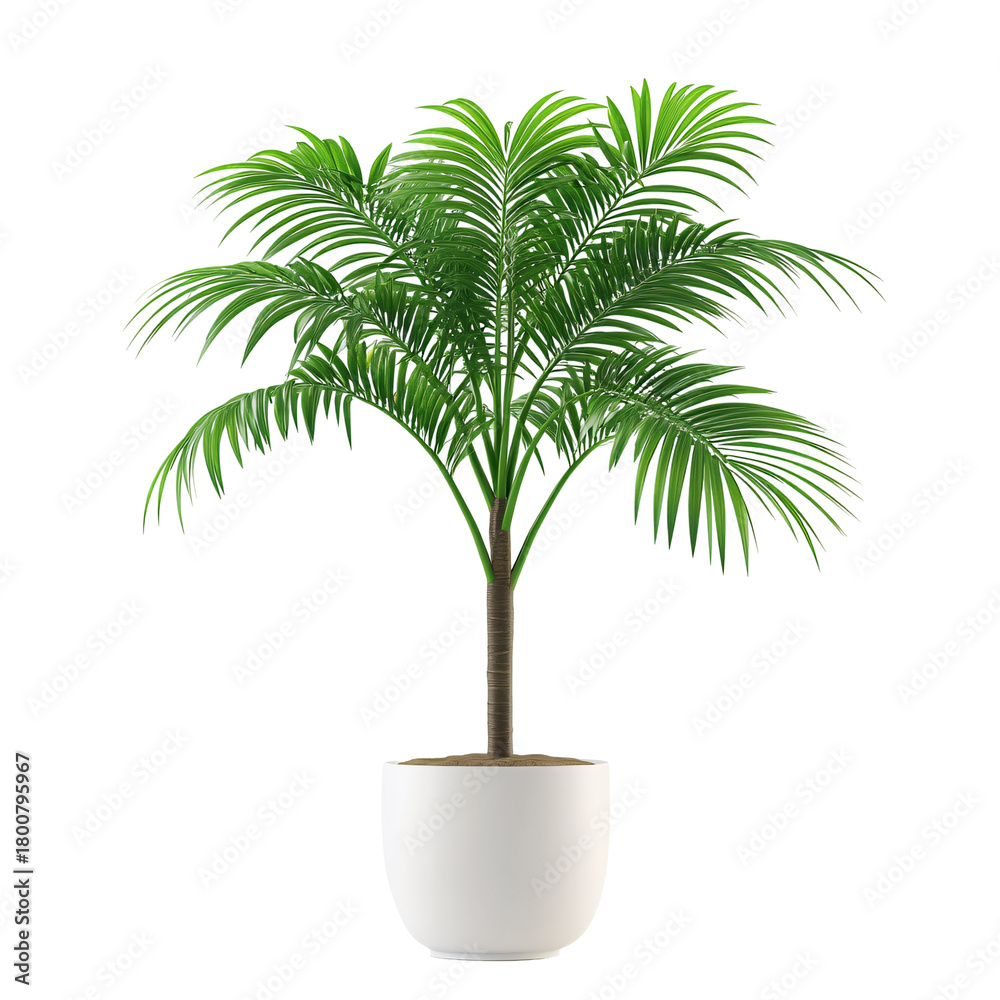 Obraz premium Lush Green Indoor Palm Plant in White Pot on Transparent Background