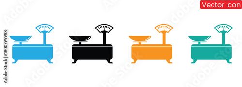 Vibrant medical scales ready for patient weight management,Scale Icons Balance Symbols Black and White Color Vector Design,