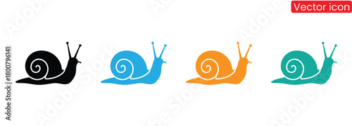 Fun colorful snail icons for kids projects and cute designs,Snail silhouette vector isolated on white background.