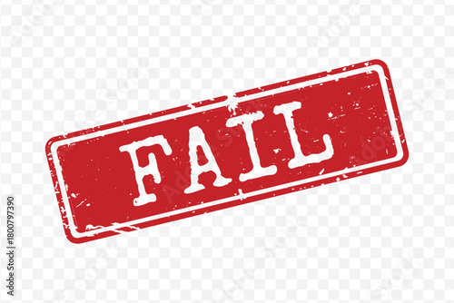 Red rectangular grunge rubber stamp with bold Fail text isolated on transparent background vector