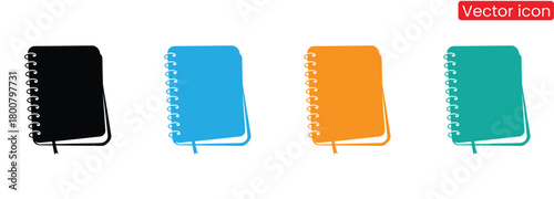 Notebook and pen set icon symbol, Notepad Icon, vector illustration,Colorful notebook collection perfect for creative design work,