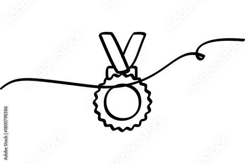 Illustration of a medal necklace with a continuous line design. An interesting abstract line art design.