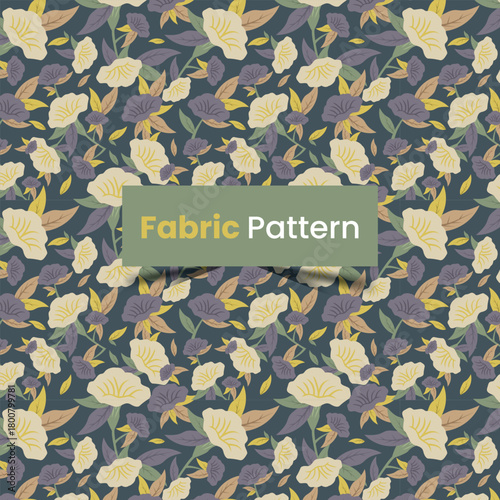 Seamless fabric pattern with different leaves and plants vector illustration. Wedding, anniversary, birthday and party, banner, poster, card, invitation and scrapbook floral pattern