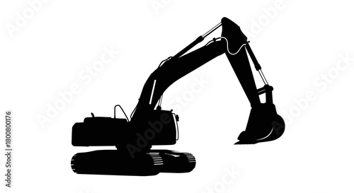 Excavator Silhouette Vector – Heavy Construction Machinery Illustration