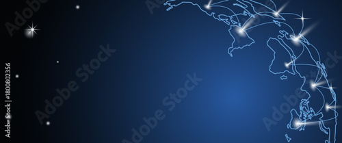 Abstract global network connection on technology background. World map point and line composition concept of global business