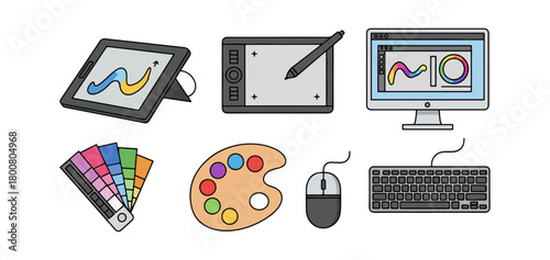 Graphic design tools illustration vector set isolated