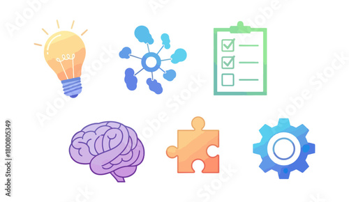 Conceptual icons for ideas brainstorming and problem solving