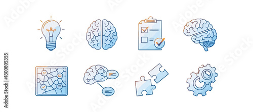 Conceptual icons of brain function ideas and problem solving