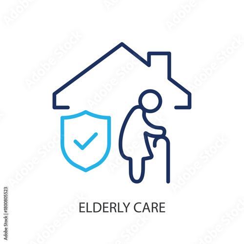 Elderly care thin line icons. Original vector illustration.