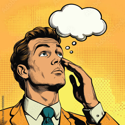 A retro man with a hand on his forehead, realizing something