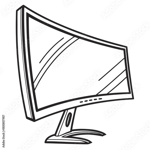 Curved computer monitor isolated on for immersive viewing experience