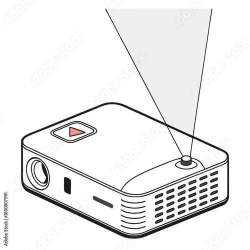 Illustration of a mini projector with light isolated on