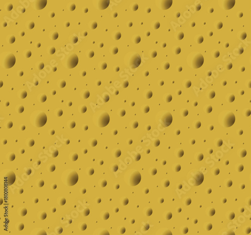 Seamless yellow ochre pattern resembling cheese or lunar crater texture background