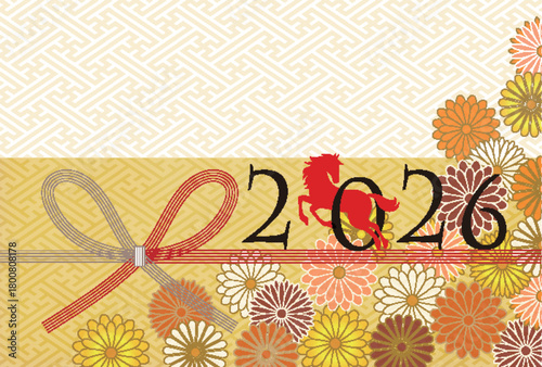 午　年賀状　干支　背景